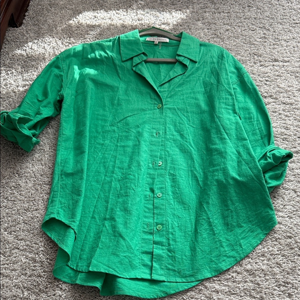English Factory Green Button Down Shirt